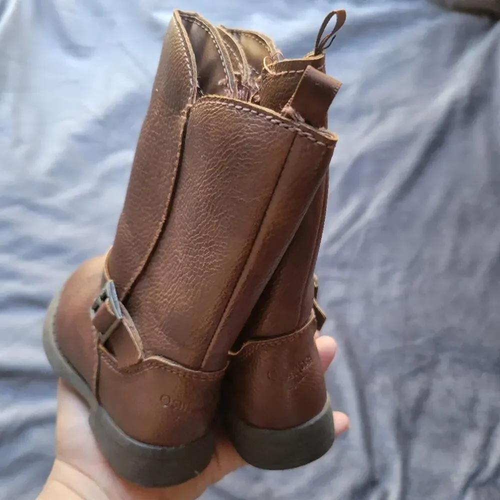 OshKosh BGosh Lumi Riding Boot Equestrian Little Girl 5 Faux Leather Zip Up Shoe